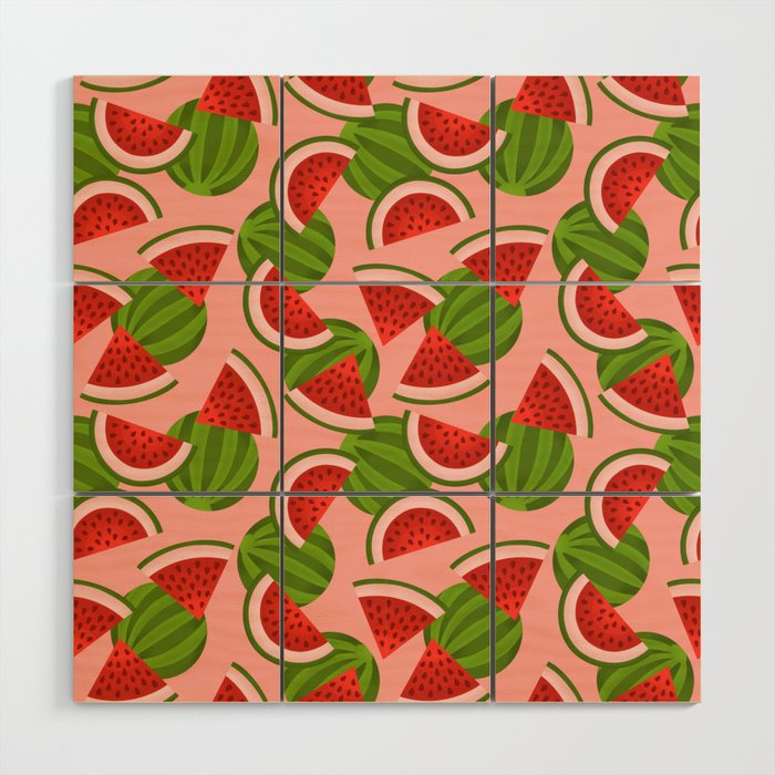 Watermelon Pattern on Pink Wood Wall Art Gallery Image 1