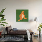 Chill Cat in Orange & Green Wood Wall Art Gallery Image 2