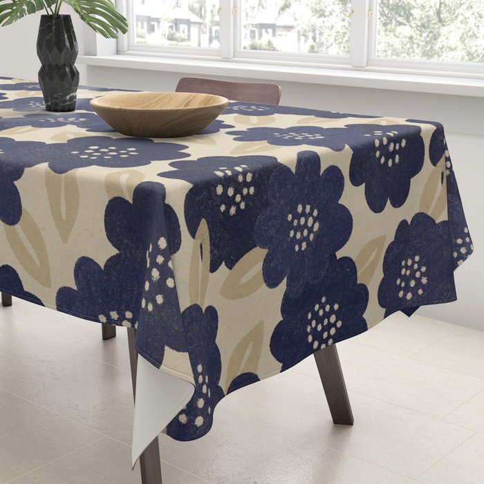 Blue Flower Pattern Tablecloth Gallery Image 3