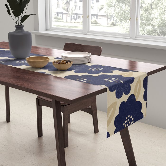 Blue Flower Pattern Table Runner Gallery Image 2