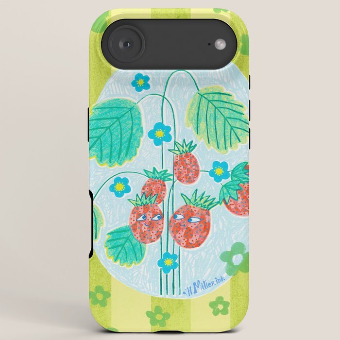 Sweet Strawberry Plant Friends in Lime & Pink iPhone Case Gallery Image 6