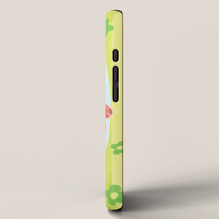 Sweet Strawberry Plant Friends in Lime & Pink iPhone Case Gallery Image 2