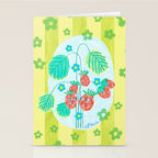 Sweet Strawberry Plant Friends in Lime & Pink Stationery Card Gallery Image 2