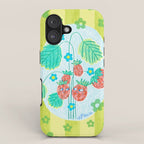 Sweet Strawberry Plant Friends in Lime & Pink iPhone Case Gallery Image 1