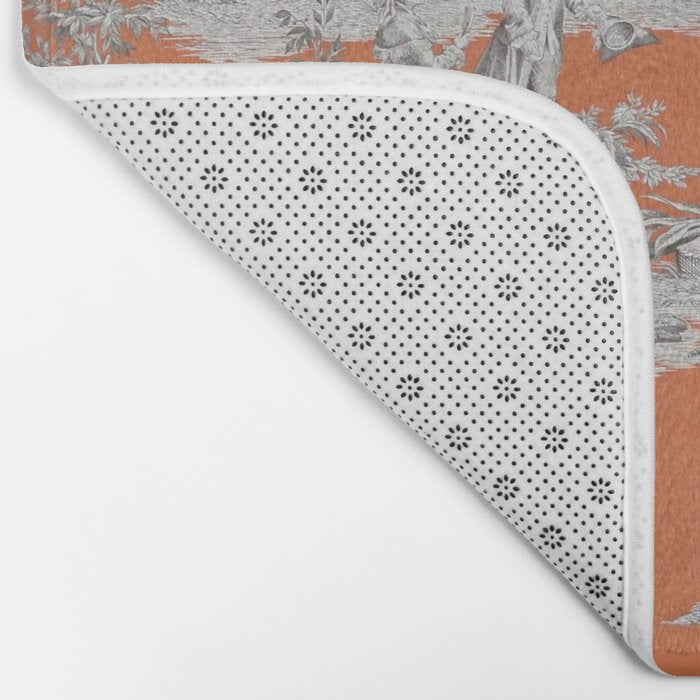 Orange Toile de Jouy Bath Mat Gallery Image 2