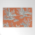 Orange Toile de Jouy Welcome Mat Gallery Image 1