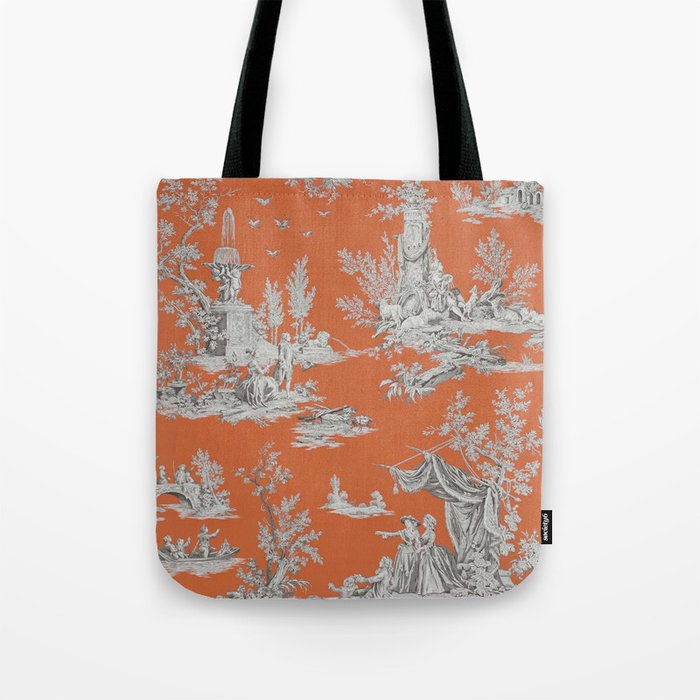 Orange Toile de Jouy Tote Bag Gallery Image 1