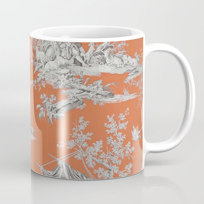 Orange Toile de Jouy Coffee Mug Gallery Image 1