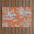 Orange Toile de Jouy Outdoor Rug Gallery Image 1