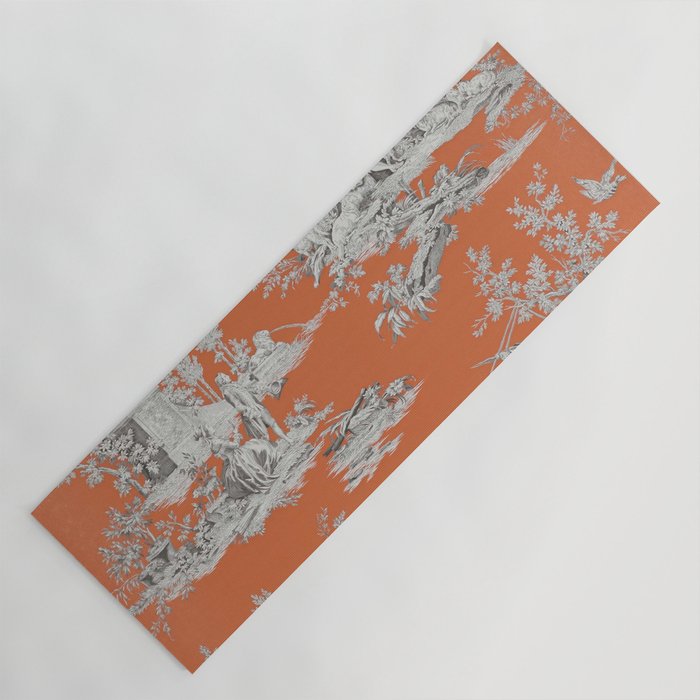 Orange Toile de Jouy Yoga Mat Gallery Image 1