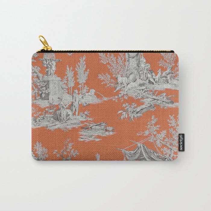 Orange Toile de Jouy Carry All Pouch Gallery Image 1