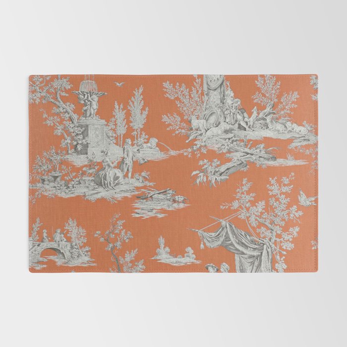 Orange Toile de Jouy Rug Gallery Image 2