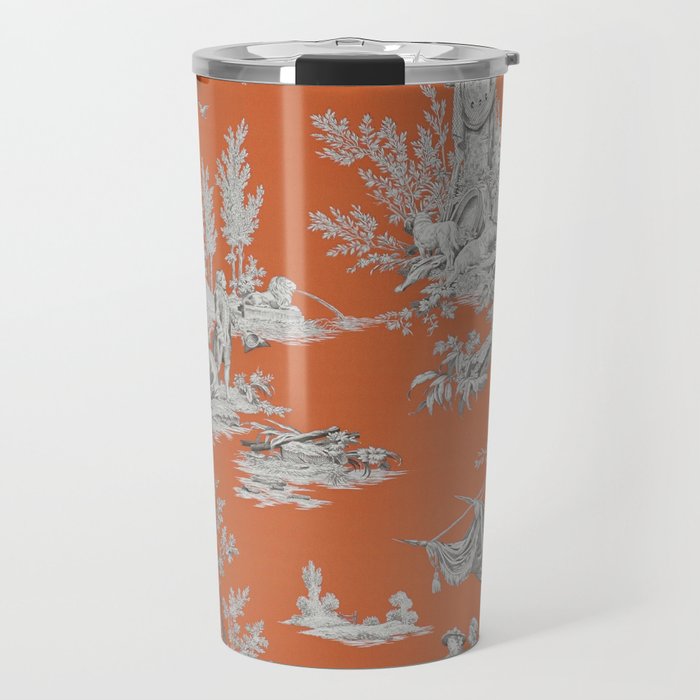 Orange Toile de Jouy Travel Mug Gallery Image 1
