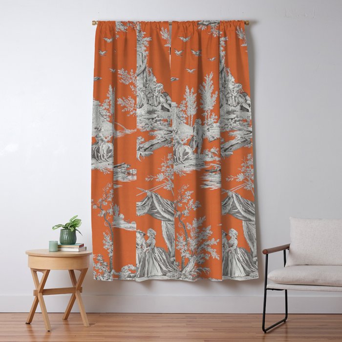 Orange Toile de Jouy Window Curtain Gallery Image 5