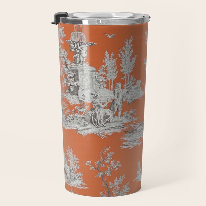 Orange Toile de Jouy Travel Mug Gallery Image 3