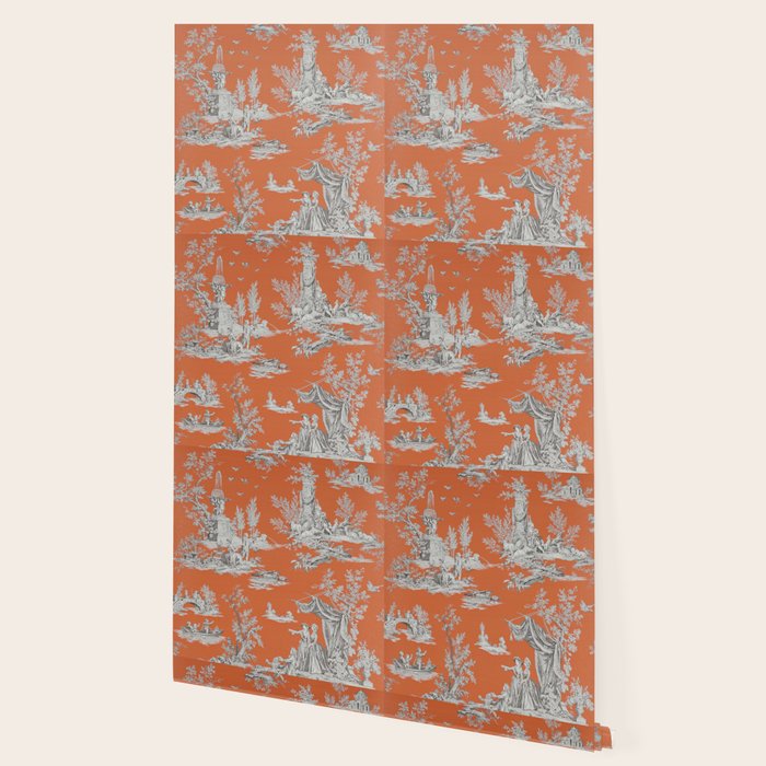 Orange Toile de Jouy Wallpaper Gallery Image 2