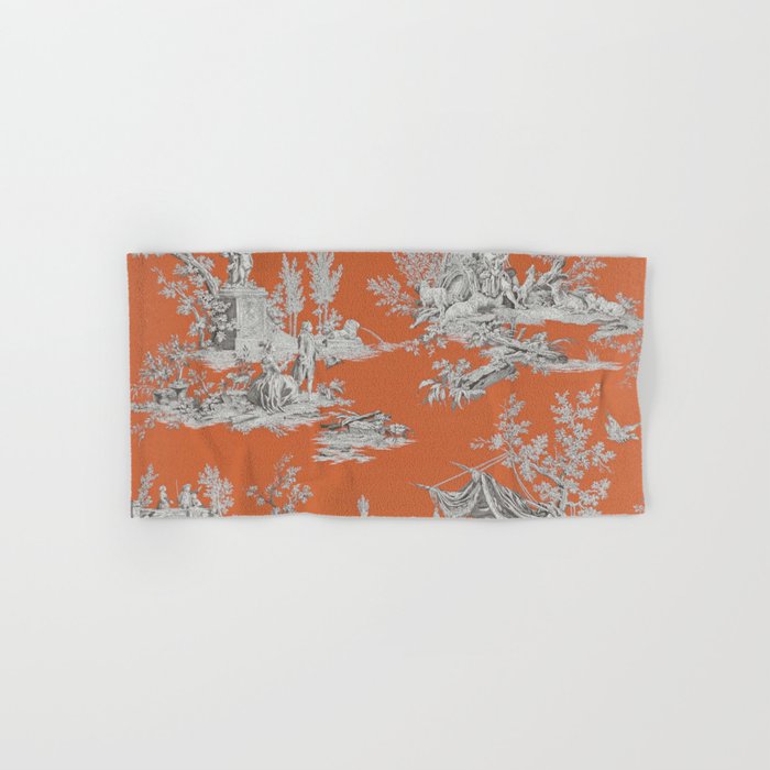 Orange Toile de Jouy Bath Towel Gallery Image 1