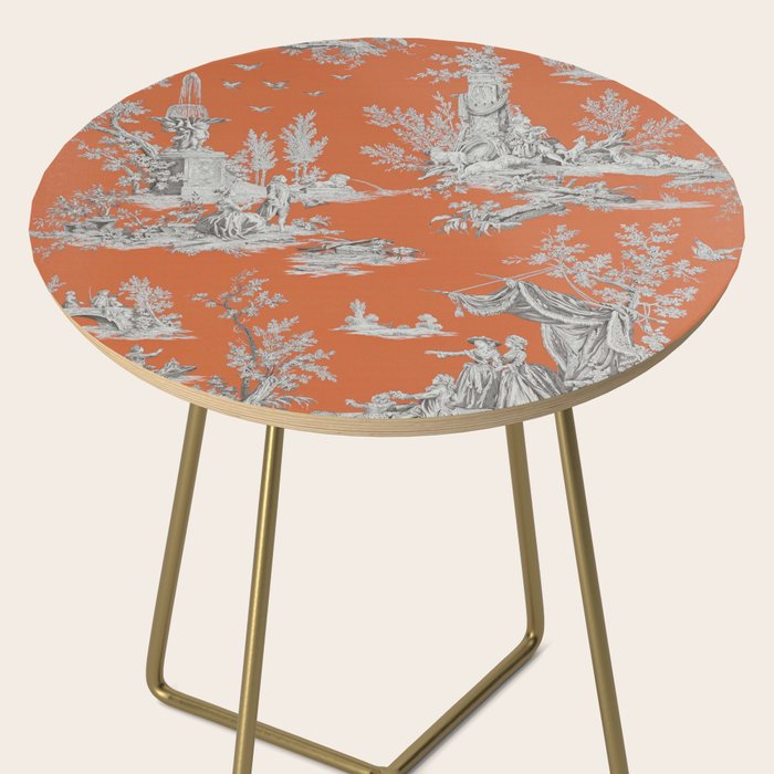 Orange Toile de Jouy Side Table Gallery Image 2
