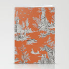 Orange Toile de Jouy Stationery Card Gallery Image 2