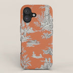 Orange Toile de Jouy iPhone Case Gallery Image 1