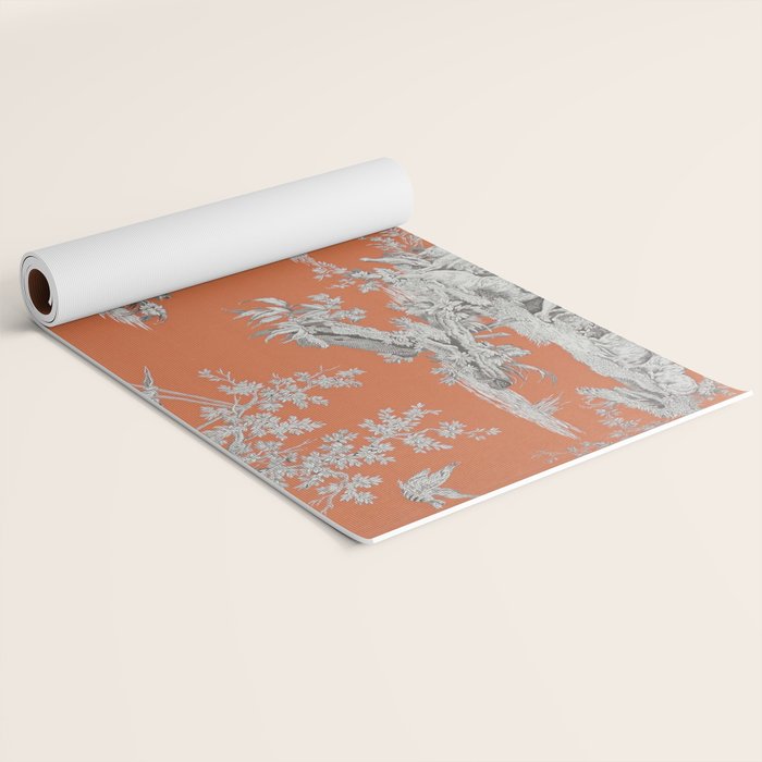 Orange Toile de Jouy Yoga Mat Gallery Image 2