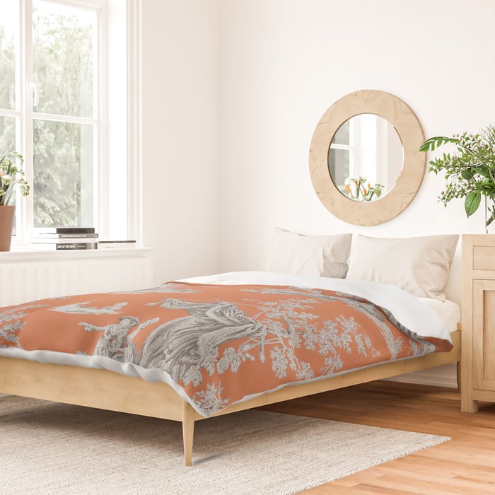 Orange Toile de Jouy Duvet Cover Gallery Image 2
