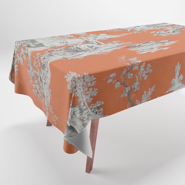 Orange Toile de Jouy Tablecloth Gallery Image 1