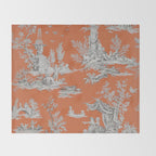 Orange Toile de Jouy Throw Blanket Gallery Image 2
