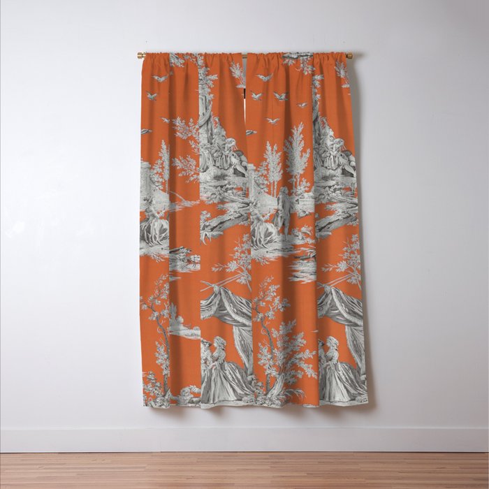Orange Toile de Jouy Window Curtain Gallery Image 3