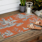Orange Toile de Jouy Outdoor Rug Gallery Image 2