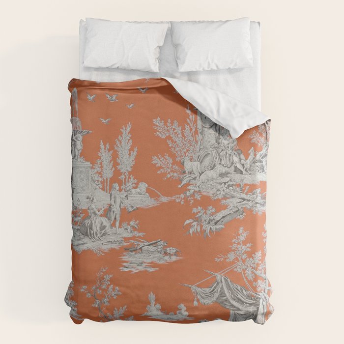 Orange Toile de Jouy Duvet Cover Gallery Image 6