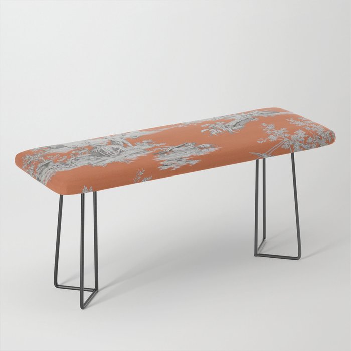 Orange Toile de Jouy Bench Gallery Image 1
