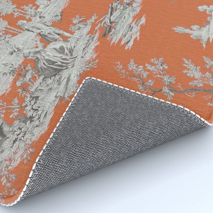 Orange Toile de Jouy Rug Gallery Image 4