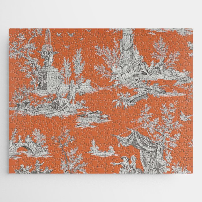 Orange Toile de Jouy Jigsaw Puzzle Gallery Image 1