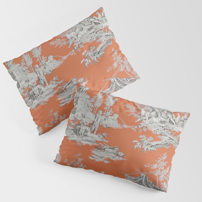 Orange Toile de Jouy Pillow Sham Gallery Image 3