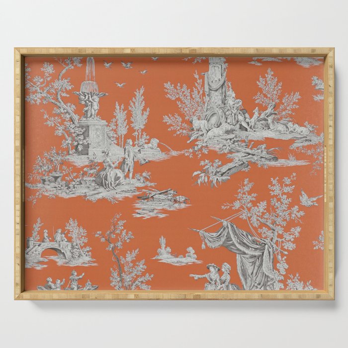 Orange Toile de Jouy Serving Tray Gallery Image 1