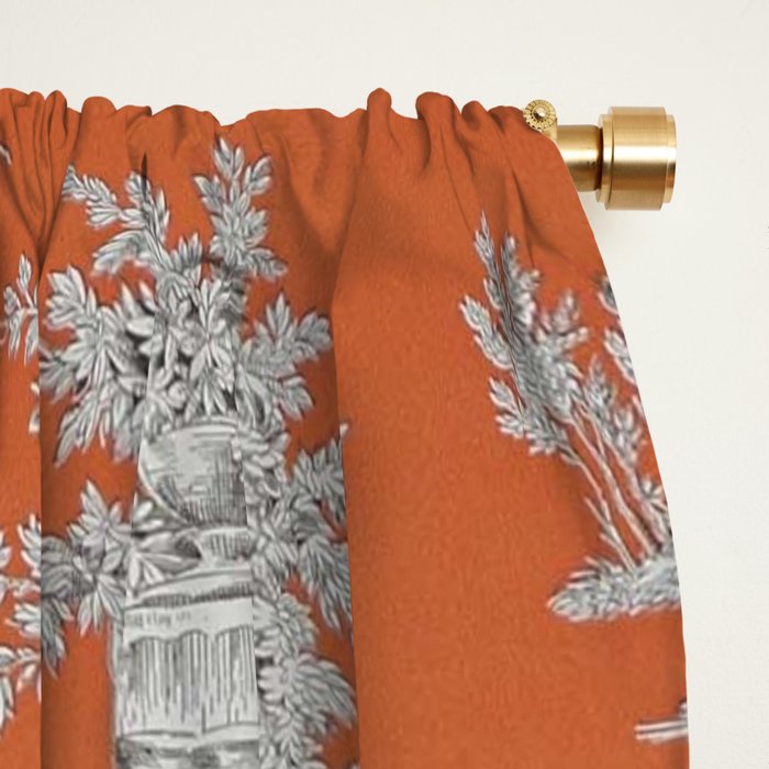 Orange Toile de Jouy Window Curtain Gallery Image 2