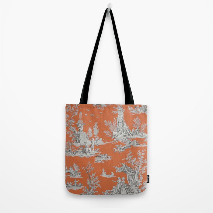 Orange Toile de Jouy Tote Bag Gallery Image 2
