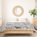 Origami Dachshunds sausage dogs // pale blue background Duvet Cover Gallery Image 3