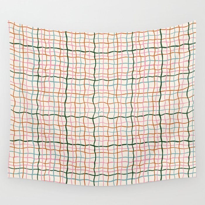 Retro Gingham - Pastel Colors  Wall Tapestry Gallery Image 4