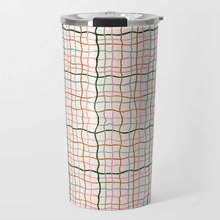 Retro Gingham - Pastel Colors  Travel Mug Gallery Image 1