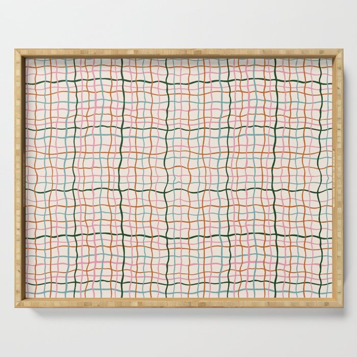 Retro Gingham - Pastel Colors  Serving Tray Gallery Image 1