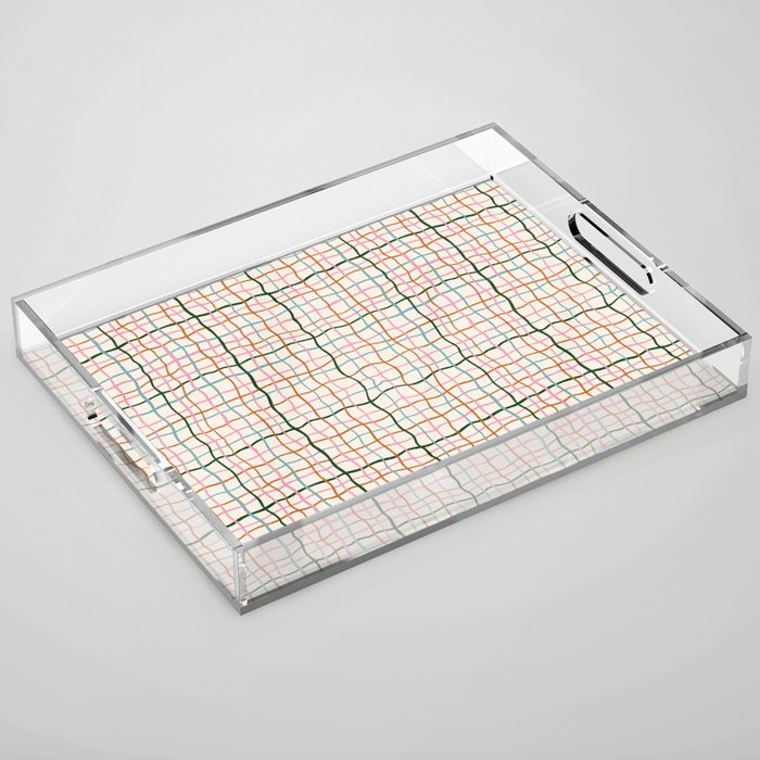 Retro Gingham - Pastel Colors  Acrylic Tray Gallery Image 1