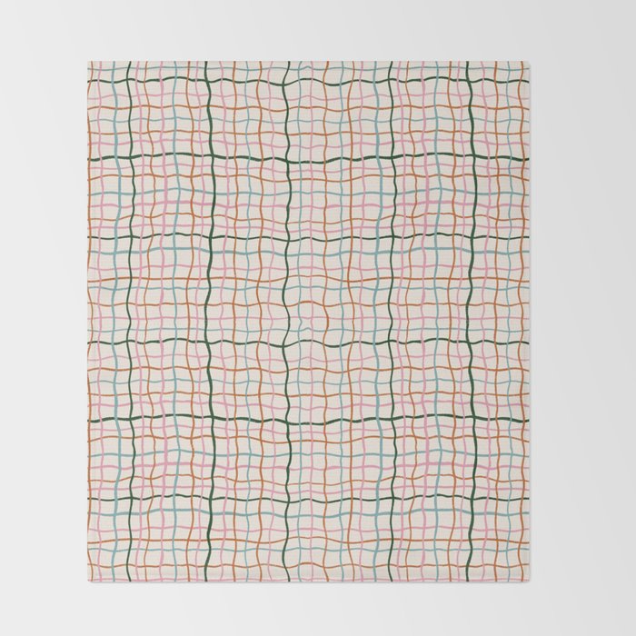 Retro Gingham - Pastel Colors  Throw Blanket Gallery Image 2