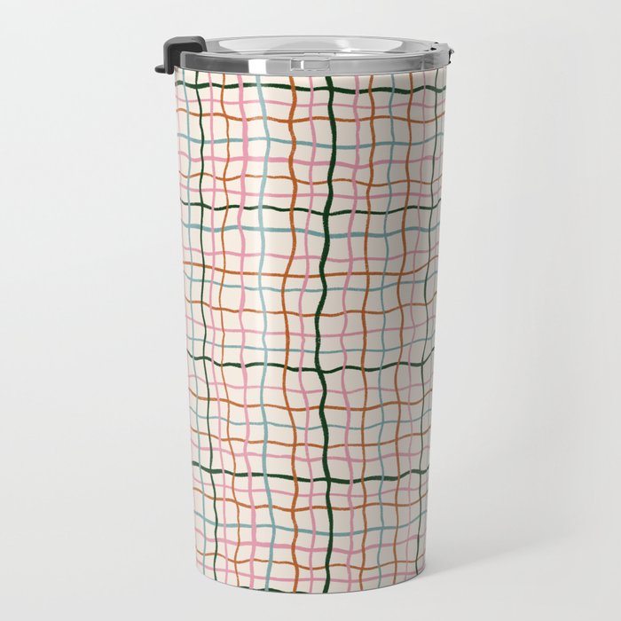 Retro Gingham - Pastel Colors  Travel Mug Gallery Image 3