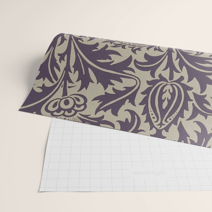 William Morris Thistle Grape Vellum Wrapping Paper Gallery Image 2