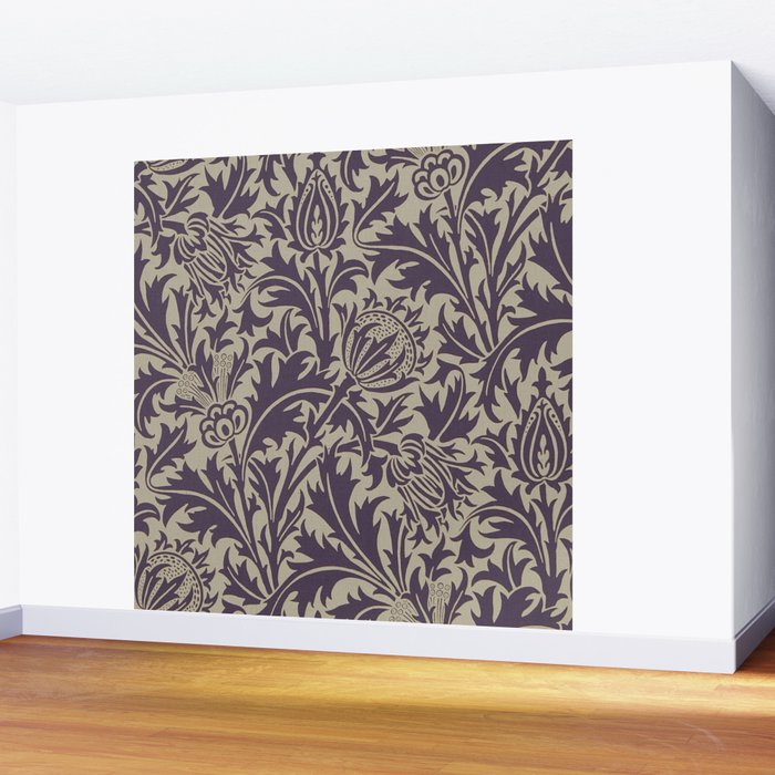 William Morris Thistle Grape Vellum Wall Mural Gallery Image 2