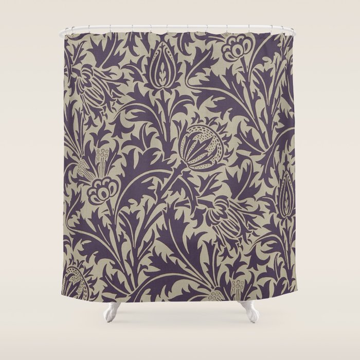 William Morris Thistle Grape Vellum Shower Curtain Gallery Image 1