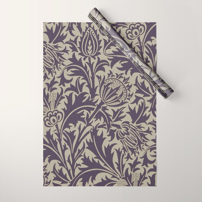 William Morris Thistle Grape Vellum Wrapping Paper Gallery Image 1