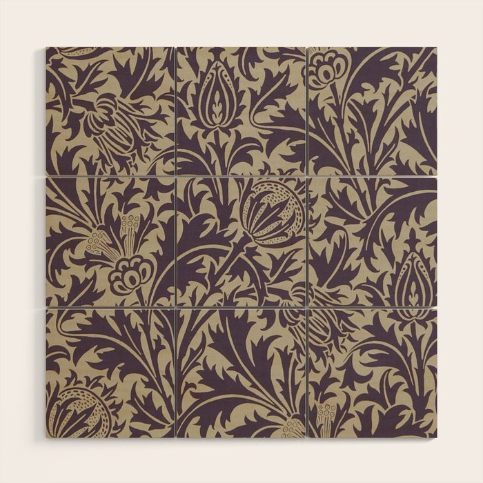 William Morris Thistle Grape Vellum Wood Wall Art Gallery Image 1